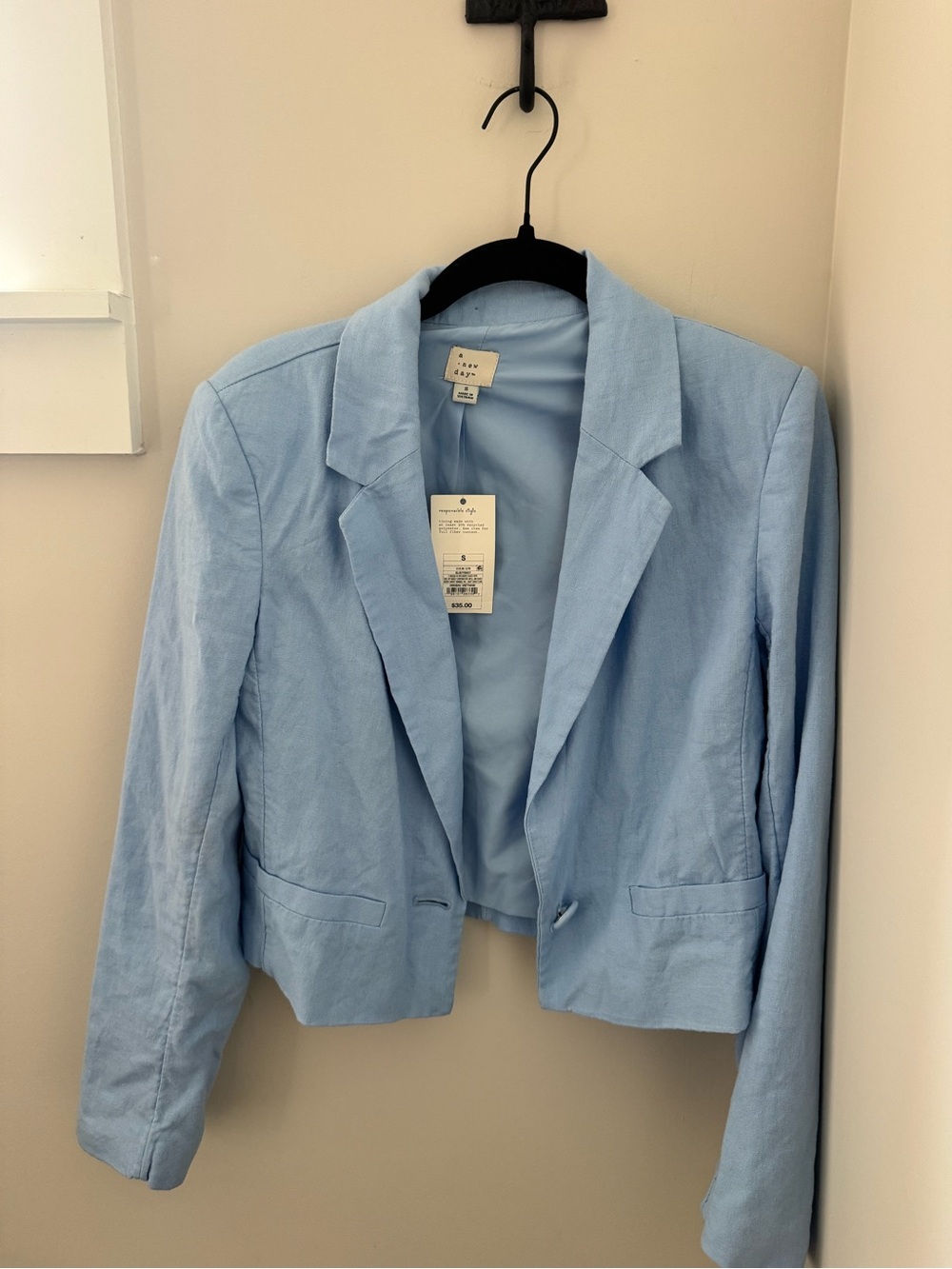 NWT -  a new day Light Blue Cropped Blazer